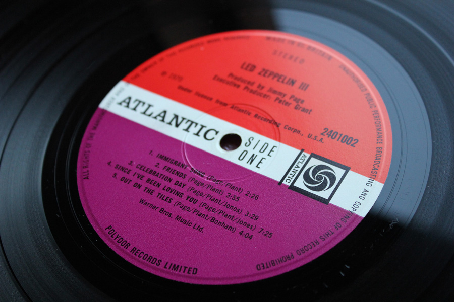Led Zeppelin III 1st UK Press 2401002 Plum Red Atlantic Labels 