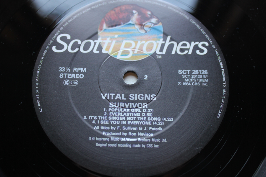 Survivor Vital Signs 1st UK Pressing A1B1 Mint Archive